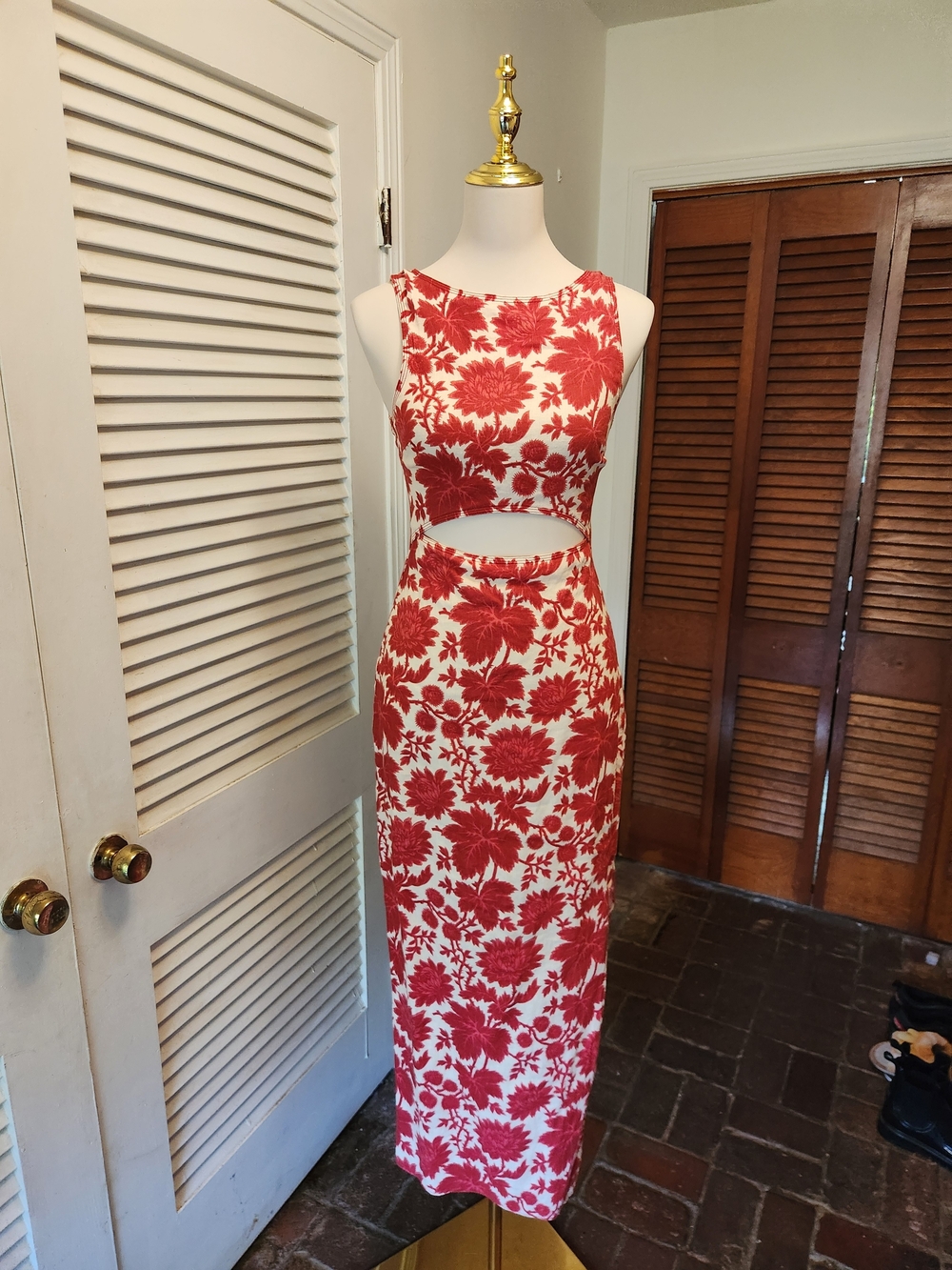 Sir The Label Red Floral Cutout Maxi Skirt Dress